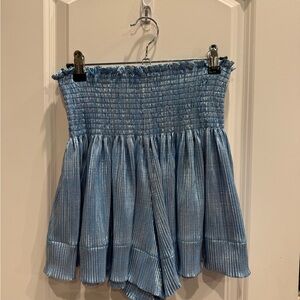 QUEEN OF SPARKLES Metalic Blue Pleated Skort